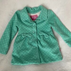 Wippette Kids Mint Green Polka Dot Pea Coat with Bow Accents Size 4T Pre-owned